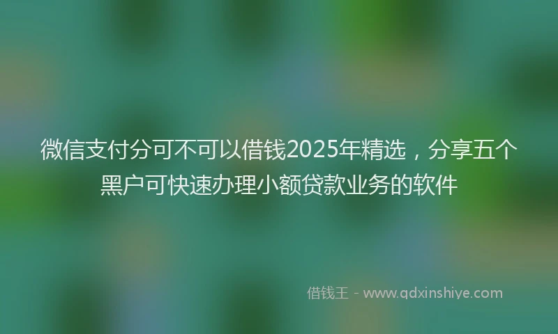 微信支付分可不可以借钱2025年精选，分享五个黑户可快速办理小额贷款业务的软件