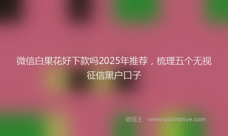 微信白果花好下款吗2025年推荐，梳理五个无视征信黑户口子