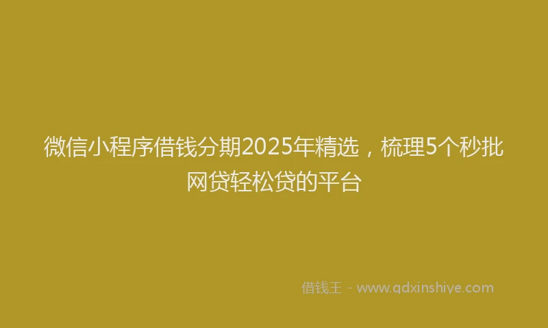 微信小程序借钱分期2025年精选，梳理5个秒批网贷轻松贷的平台