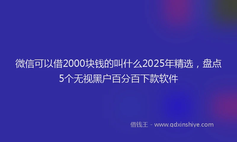 微信可以借2000块钱的叫什么2025年精选，盘点5个无视黑户百分百下款软件