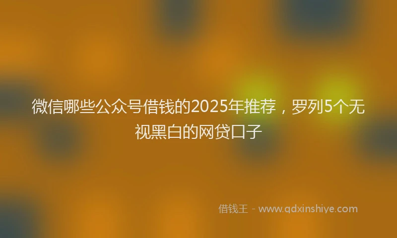 微信哪些公众号借钱的2025年推荐，罗列5个无视黑白的网贷口子