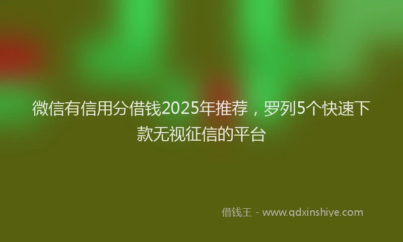 微信有信用分借钱2025年推荐，罗列5个快速下款无视征信的平台