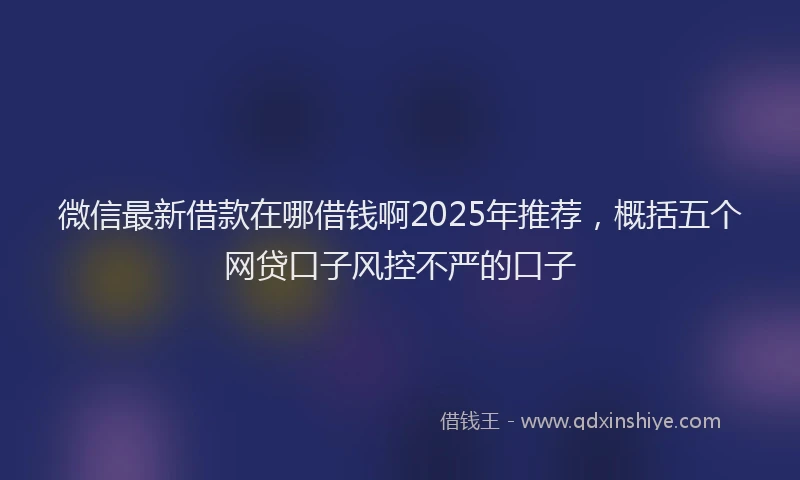 微信最新借款在哪借钱啊2025年推荐，概括五个网贷口子风控不严的口子