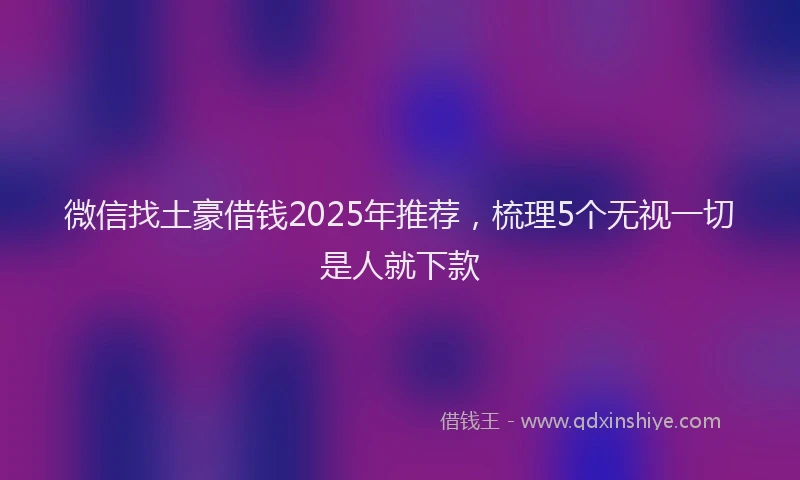 微信找土豪借钱2025年推荐，梳理5个无视一切是人就下款