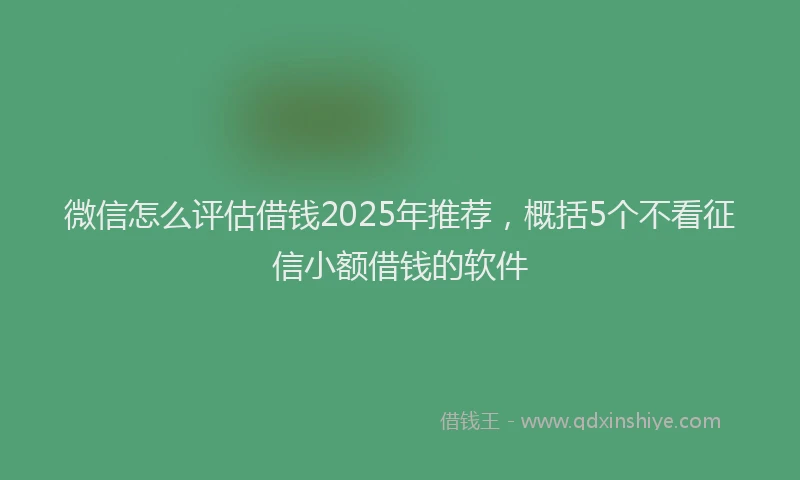 微信怎么评估借钱2025年推荐，概括5个不看征信小额借钱的软件