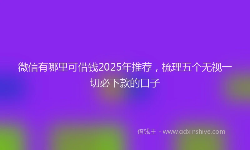 微信有哪里可借钱2025年推荐，梳理五个无视一切必下款的口子