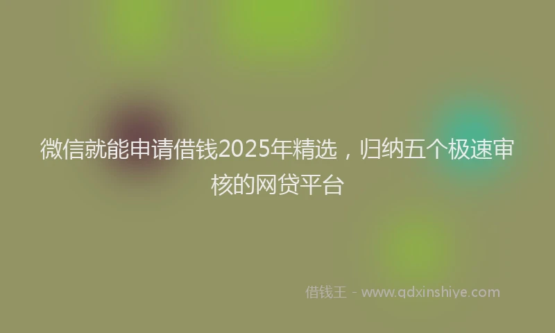 微信就能申请借钱2025年精选，归纳五个极速审核的网贷平台