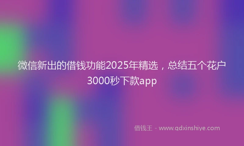 微信新出的借钱功能2025年精选，总结五个花户3000秒下款app