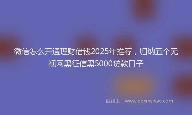 微信怎么开通理财借钱2025年推荐，归纳五个无视网黑征信黑5000贷款口子