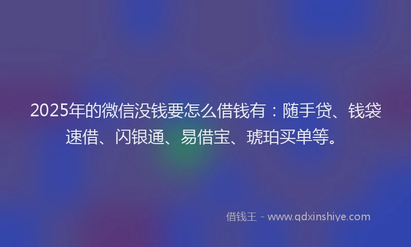 2025年的微信没钱要怎么借钱有：随手贷、钱袋速借、闪银通、易借宝、琥珀买单等。
