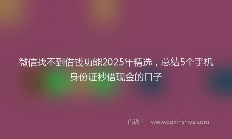 微信找不到借钱功能2025年精选，总结5个手机身份证秒借现金的口子