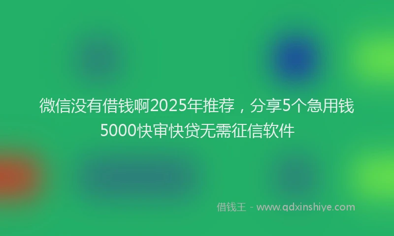 微信没有借钱啊2025年推荐，分享5个急用钱5000快审快贷无需征信软件