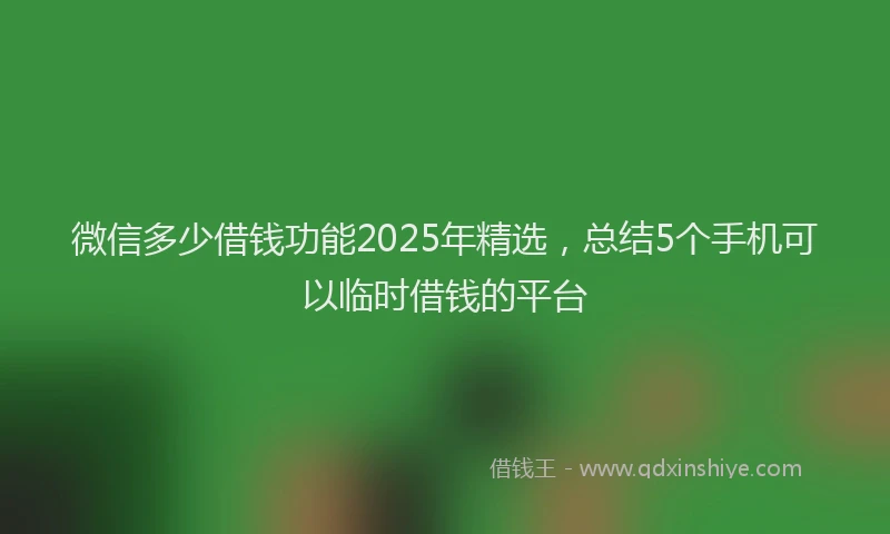 微信多少借钱功能2025年精选，总结5个手机可以临时借钱的平台