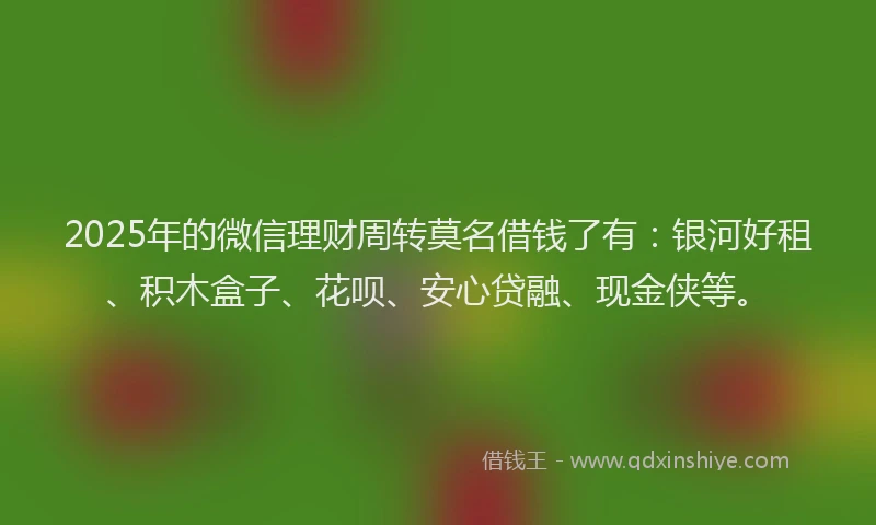 2025年的微信理财周转莫名借钱了有：银河好租、积木盒子、花呗、安心贷融、现金侠等。