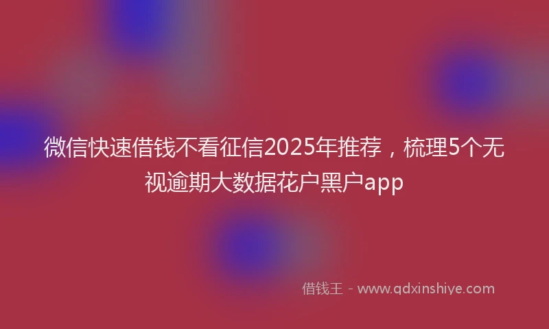 微信快速借钱不看征信2025年推荐，梳理5个无视逾期大数据花户黑户app