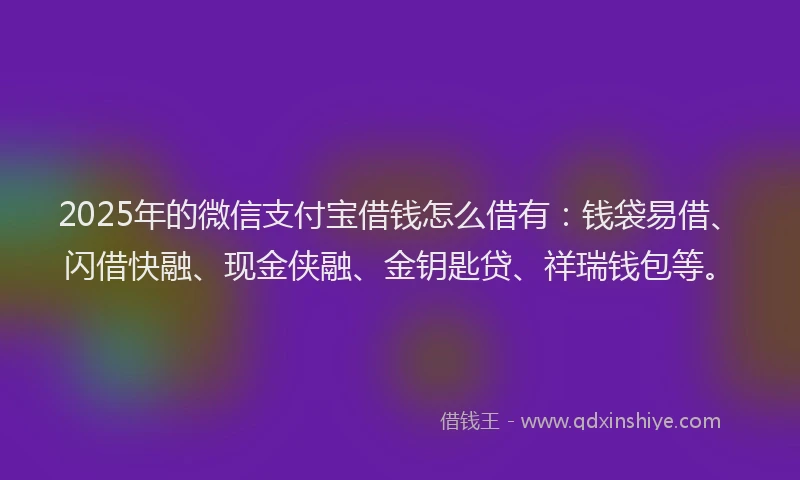 2025年的微信支付宝借钱怎么借有：钱袋易借、闪借快融、现金侠融、金钥匙贷、祥瑞钱包等。