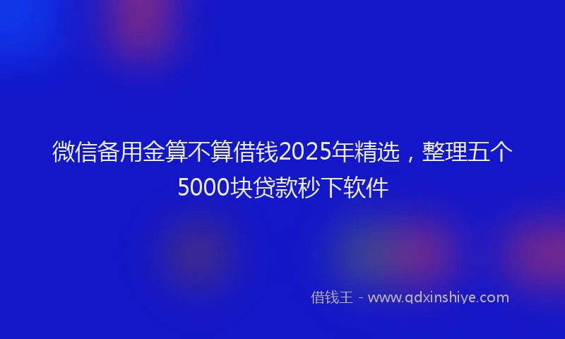 微信备用金算不算借钱2025年精选，整理五个5000块贷款秒下软件