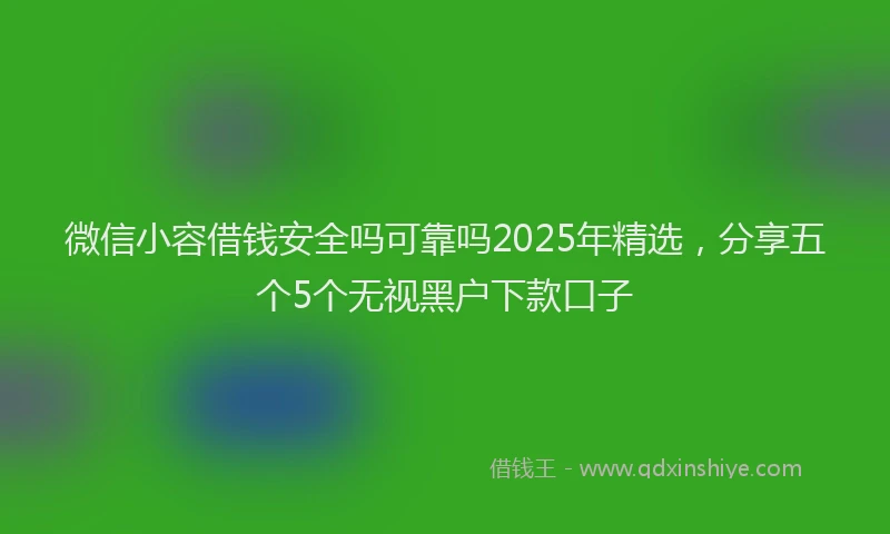 微信小容借钱安全吗可靠吗2025年精选，分享五个5个无视黑户下款口子