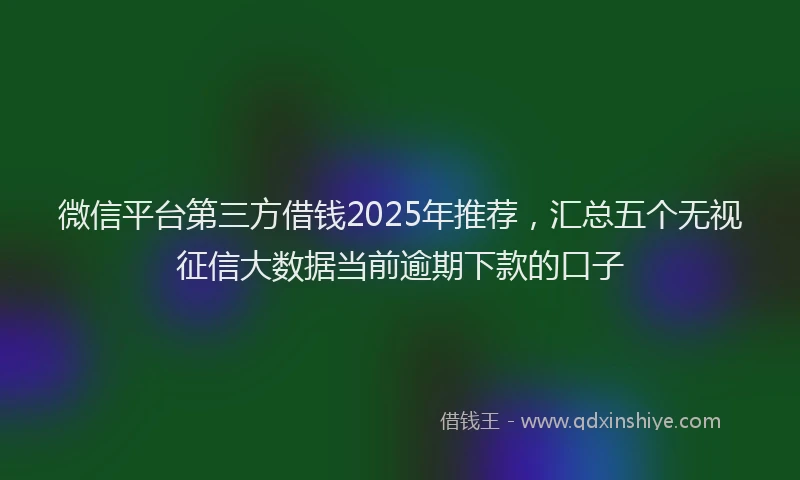 微信平台第三方借钱2025年推荐，汇总五个无视征信大数据当前逾期下款的口子