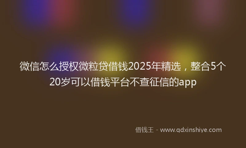 微信怎么授权微粒贷借钱2025年精选，整合5个20岁可以借钱平台不查征信的app