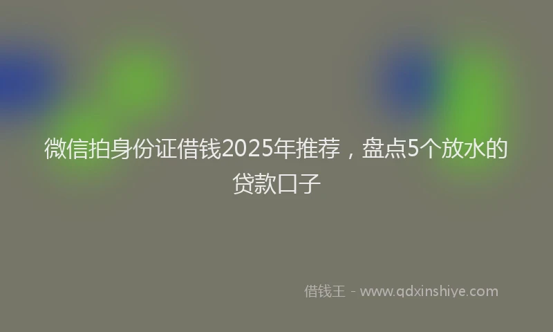 微信拍身份证借钱2025年推荐，盘点5个放水的贷款口子