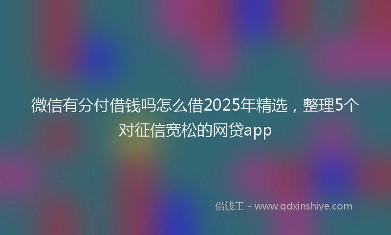 微信有分付借钱吗怎么借2025年精选，整理5个对征信宽松的网贷app