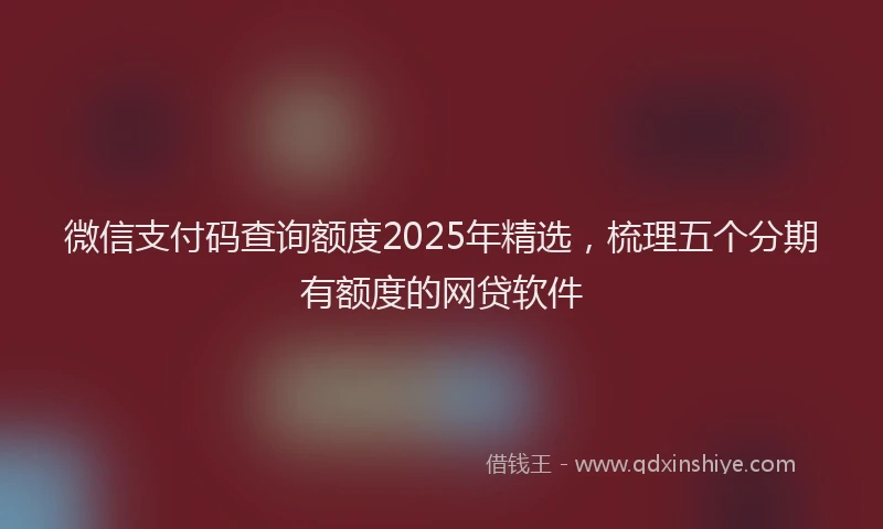 微信支付码查询额度2025年精选，梳理五个分期有额度的网贷软件
