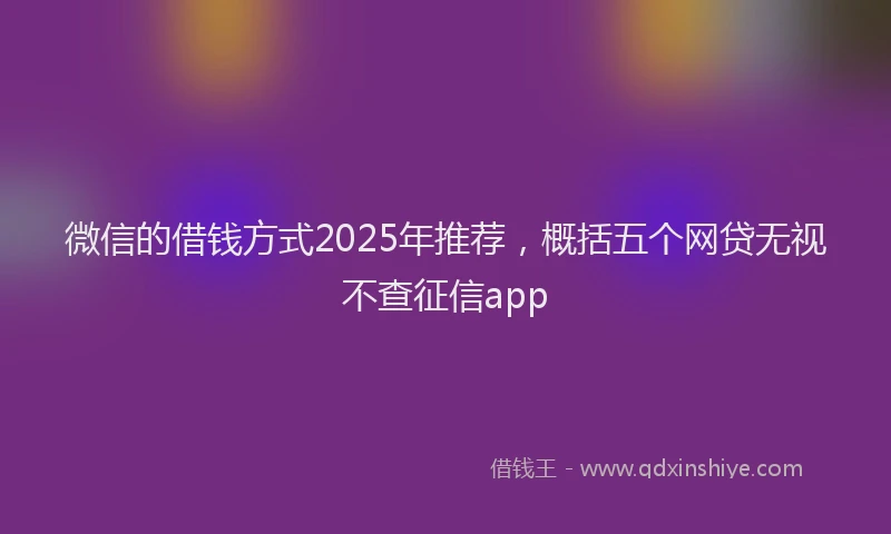 微信的借钱方式2025年推荐，概括五个网贷无视不查征信app