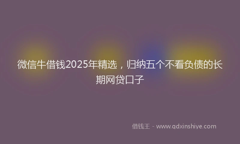 微信牛借钱2025年精选，归纳五个不看负债的长期网贷口子