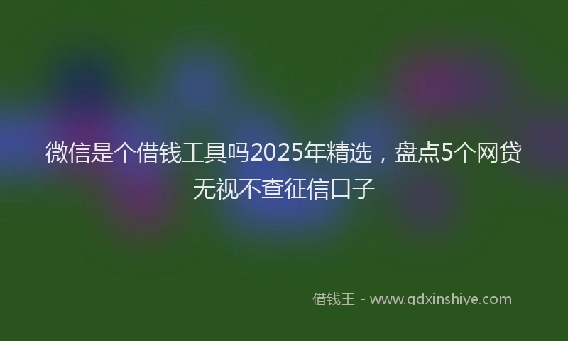微信是个借钱工具吗2025年精选，盘点5个网贷无视不查征信口子