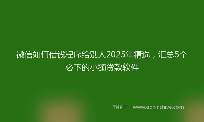 微信如何借钱程序给别人2025年精选，汇总5个必下的小额贷款软件
