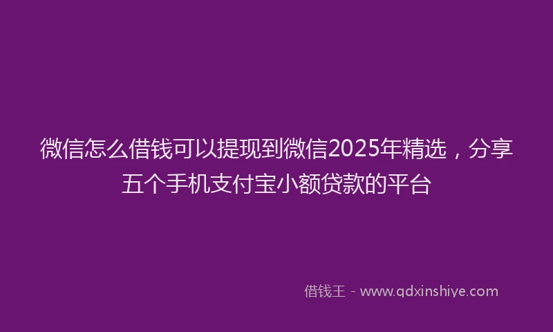 微信怎么借钱可以提现到微信2025年精选，分享五个手机支付宝小额贷款的平台