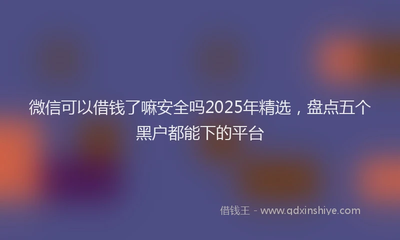 微信可以借钱了嘛安全吗2025年精选，盘点五个黑户都能下的平台