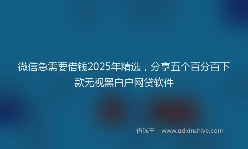 微信急需要借钱2025年精选，分享五个百分百下款无视黑白户网贷软件