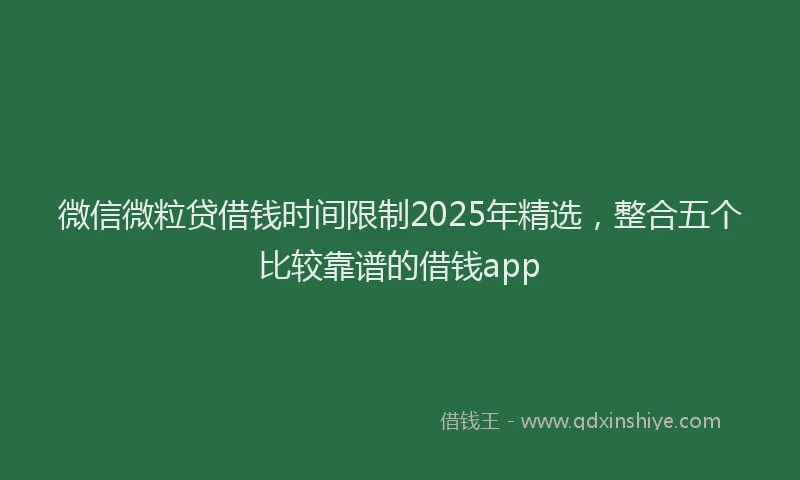 微信微粒贷借钱时间限制2025年精选，整合五个比较靠谱的借钱app