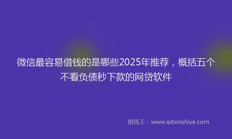 微信最容易借钱的是哪些2025年推荐，概括五个不看负债秒下款的网贷软件
