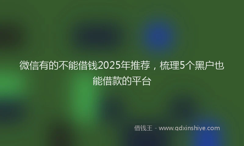 微信有的不能借钱2025年推荐，梳理5个黑户也能借款的平台