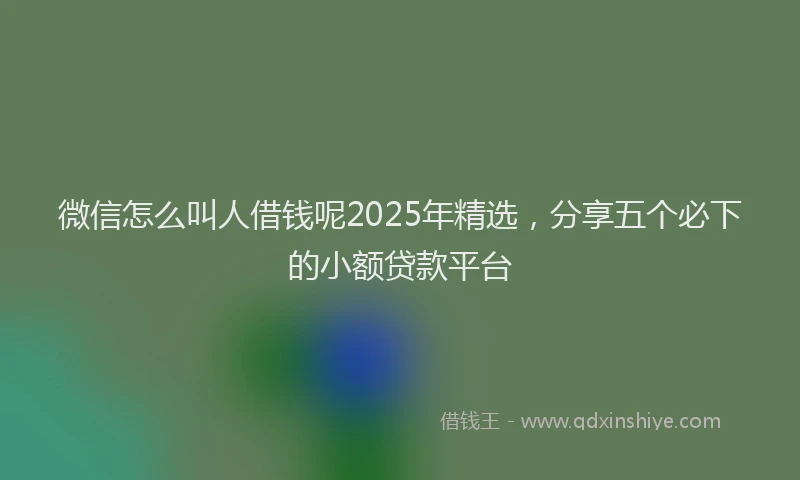 微信怎么叫人借钱呢2025年精选，分享五个必下的小额贷款平台