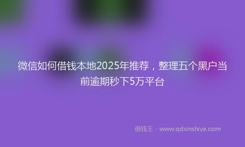 微信如何借钱本地2025年推荐，整理五个黑户当前逾期秒下5万平台