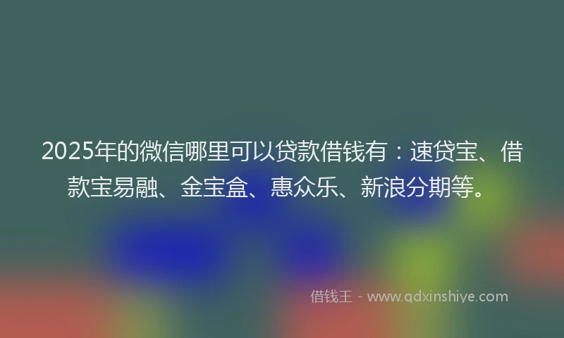 2025年的微信哪里可以贷款借钱有：速贷宝、借款宝易融、金宝盒、惠众乐、新浪分期等。
