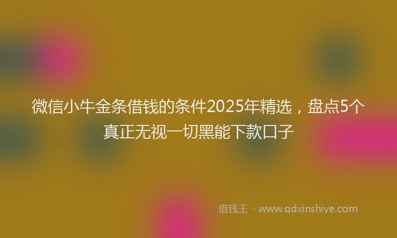 微信小牛金条借钱的条件2025年精选，盘点5个真正无视一切黑能下款口子