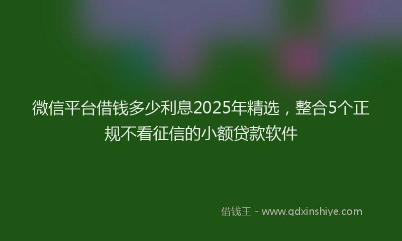 微信平台借钱多少利息2025年精选，整合5个正规不看征信的小额贷款软件