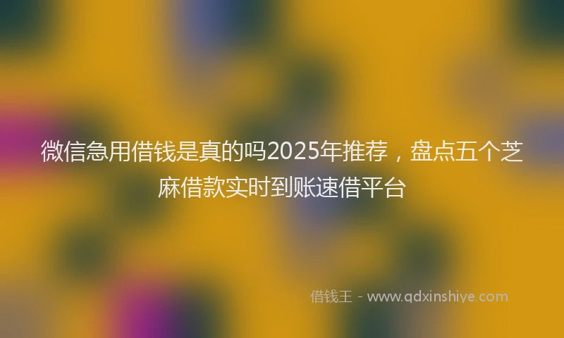 微信急用借钱是真的吗2025年推荐，盘点五个芝麻借款实时到账速借平台