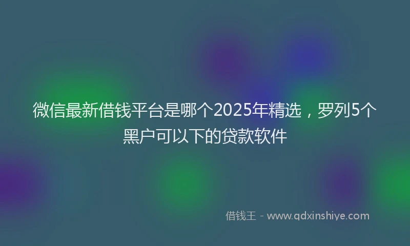 微信最新借钱平台是哪个2025年精选，罗列5个黑户可以下的贷款软件