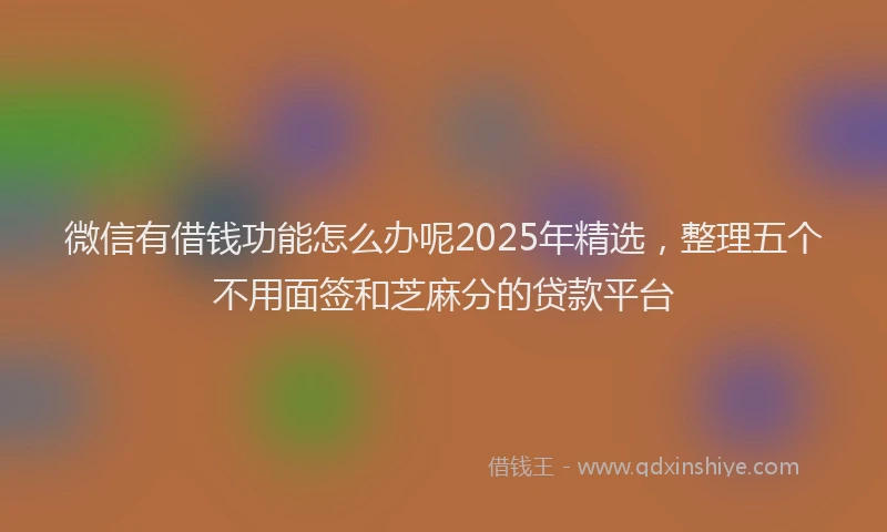 微信有借钱功能怎么办呢2025年精选，整理五个不用面签和芝麻分的贷款平台