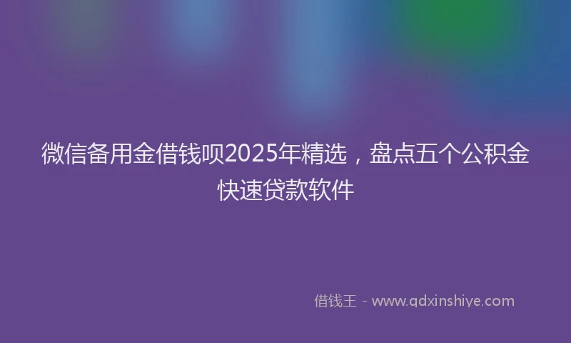 微信备用金借钱呗2025年精选，盘点五个公积金快速贷款软件
