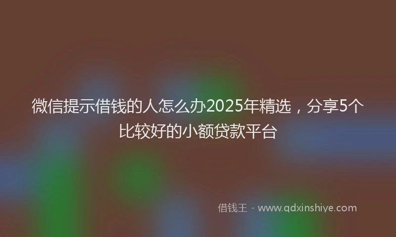 微信提示借钱的人怎么办2025年精选，分享5个比较好的小额贷款平台