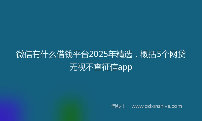 微信有什么借钱平台2025年精选，概括5个网贷无视不查征信app