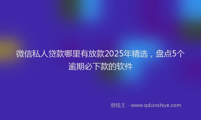 微信私人贷款哪里有放款2025年精选，盘点5个逾期必下款的软件