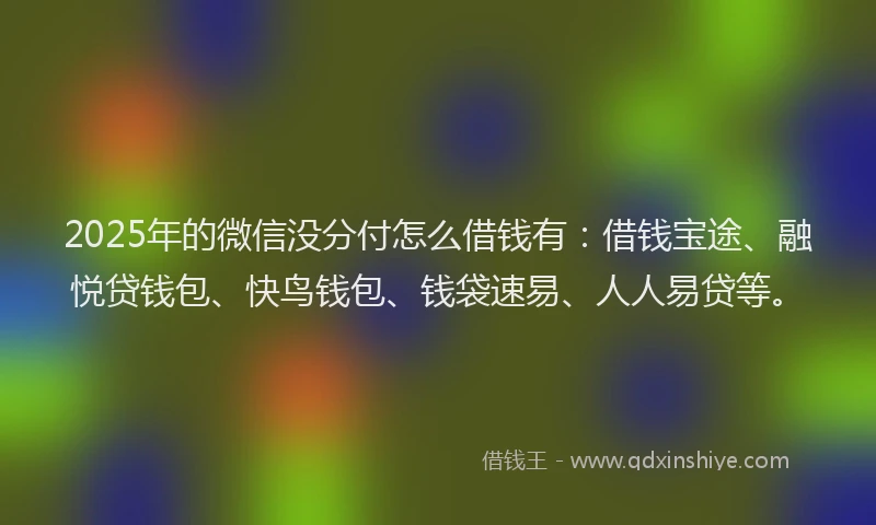 2025年的微信没分付怎么借钱有：借钱宝途、融悦贷钱包、快鸟钱包、钱袋速易、人人易贷等。